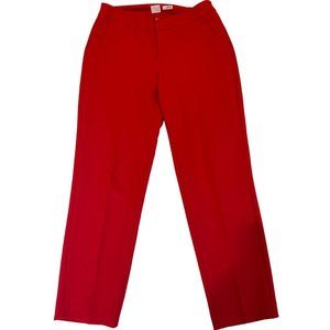 A New Day Womens Dress Pant Stretch Straight Leg Slash Pockets Mid Rise Red SZ 4